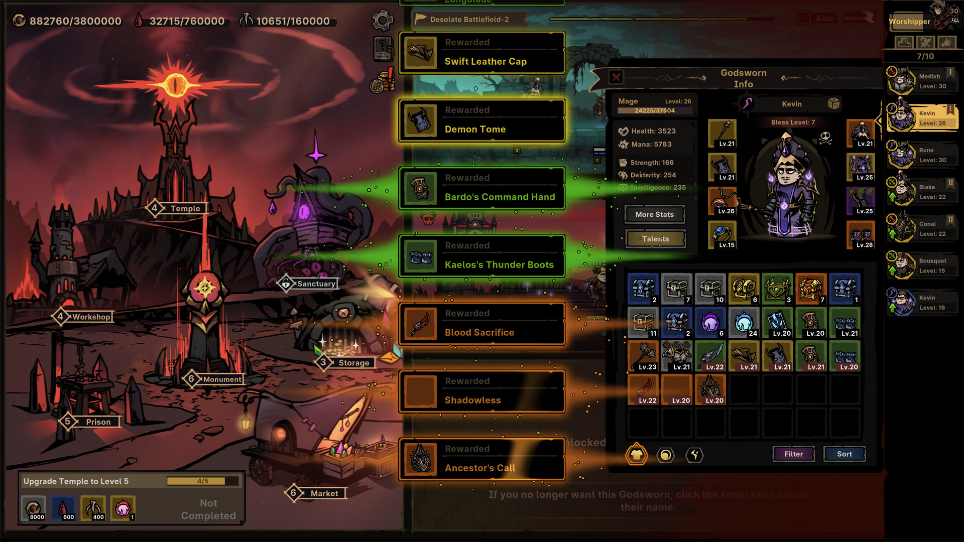 Path of Idle town and management interface